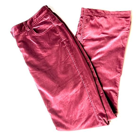 VINTAGE FACONNABLE | Deep Red Cranberry Velour Like Pants | Size 10 - Picture 5 of 13